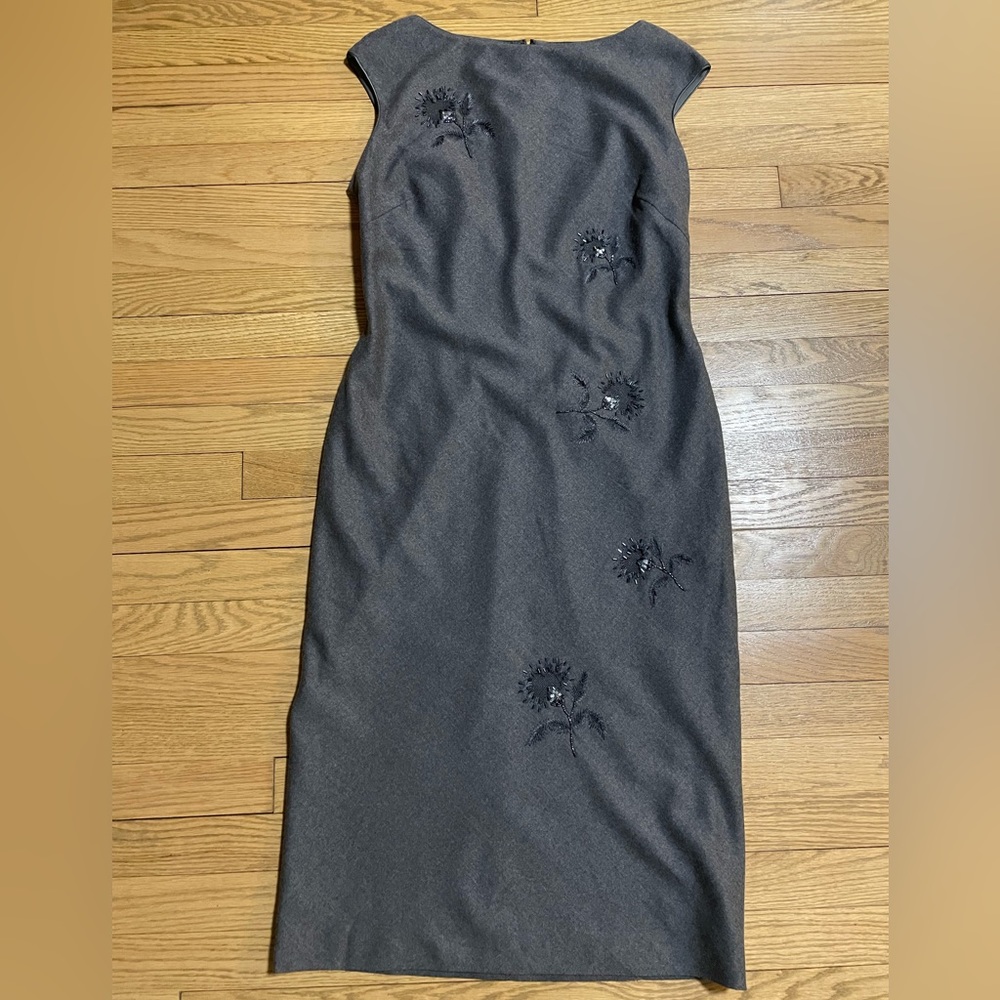 ICEBERG 90s Vintage Dandelion Wool Sleeveless Embellished Long Gray Dress -Italy
